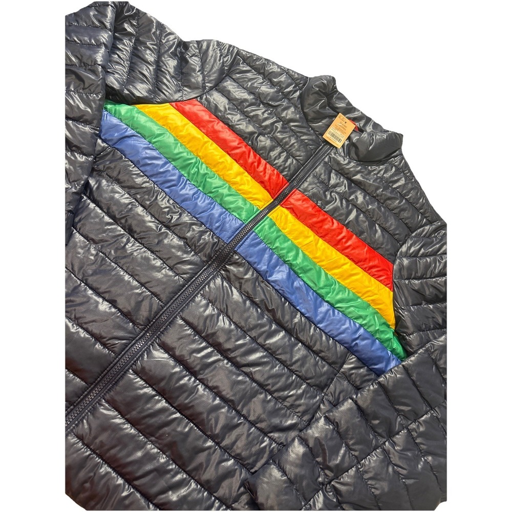 PRIMARY Adult Unisex‎ Puffer Navy Bold Rainbow Stripe Size XXL
